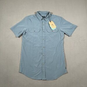 PrAna Button Up Shirt Men XS Tall Blue Cayman Vented Performance‎ Wicking Hiking